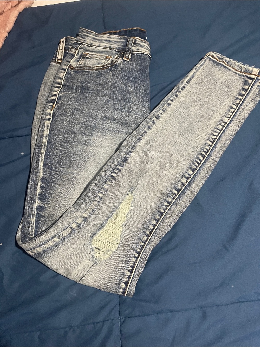 Fashion Nova Light Blue Distressed Skinny Jeans - Picture 5 of 5